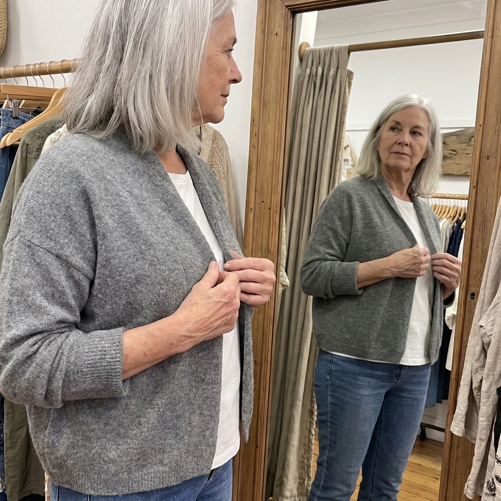 A woman on an everyday outing wearing an embroidered jacket over casual clothes