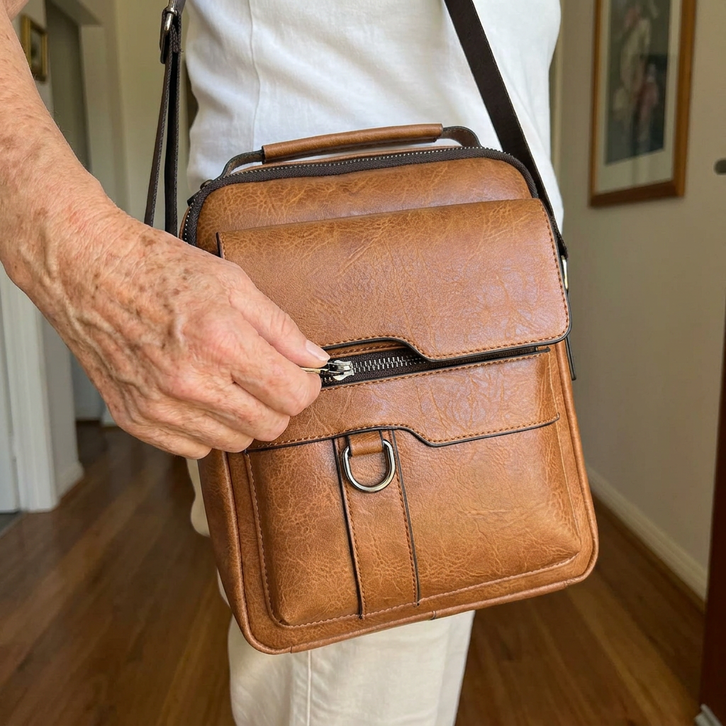 Close-up of the zip on the Harper bag